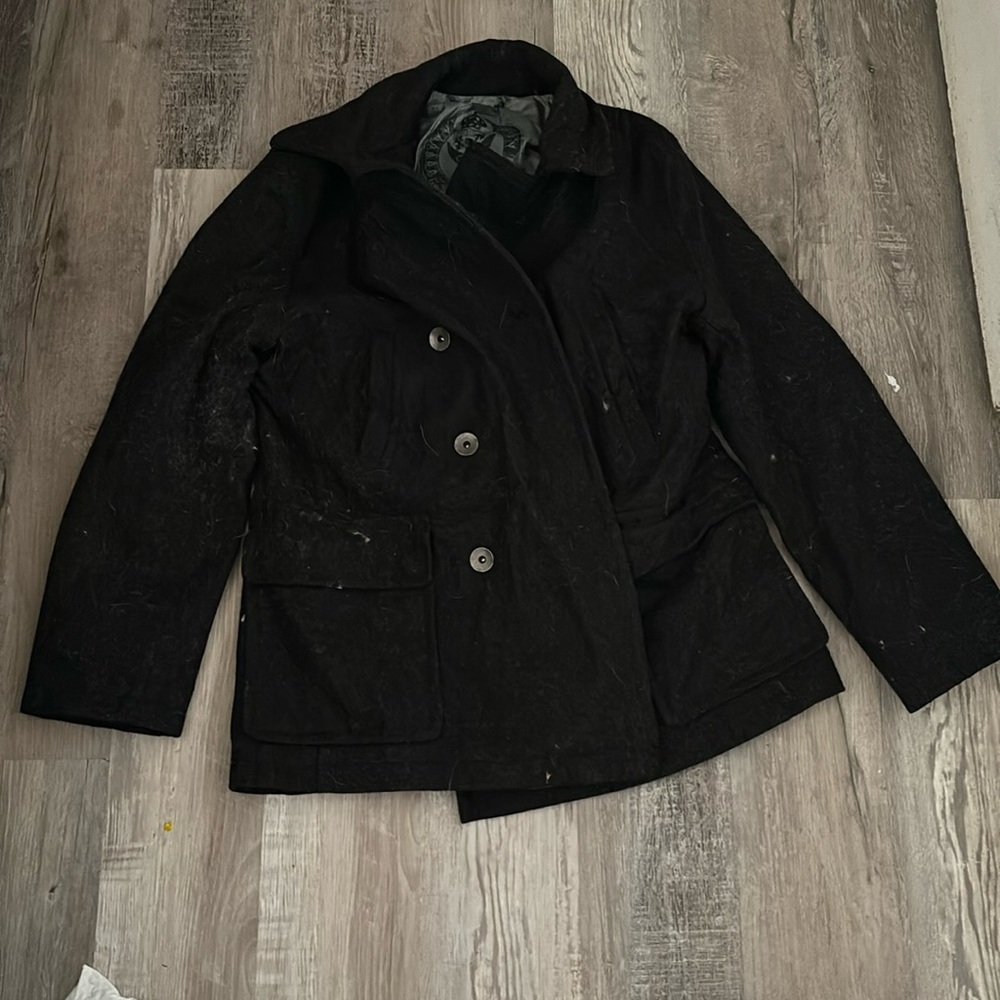 Guess Black Wool Peacoat